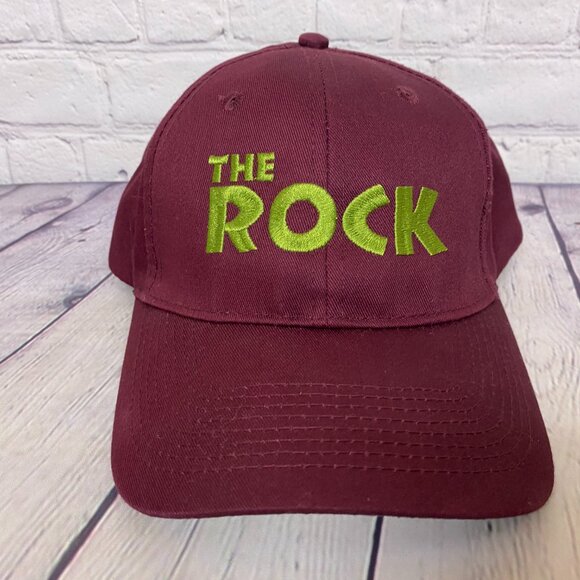 The Rock Burgundy Baseball Hat Cap Strap Back Light weight Embroidered - Picture 5 of 8